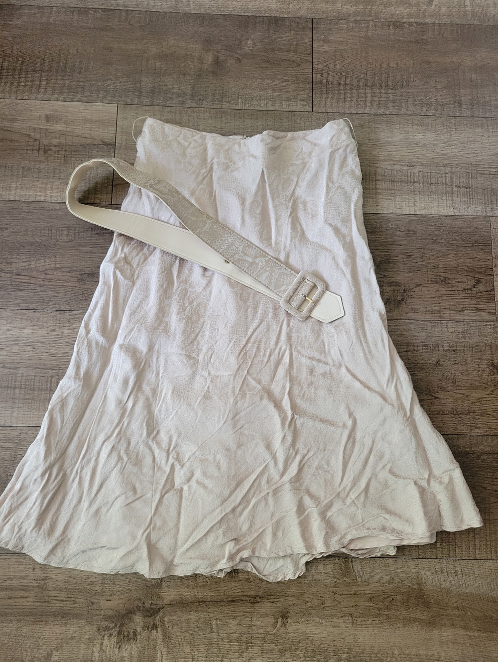 Alex Marie Animal Print Beige Midi Skirt With Belt